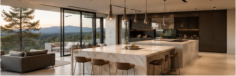 Luxury Stone Brothers kitchen and living area